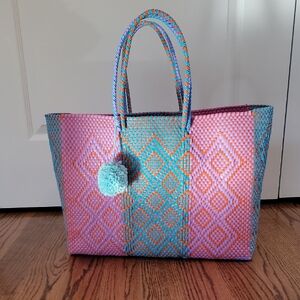 Sunset Woven Super Tote Resin EUC